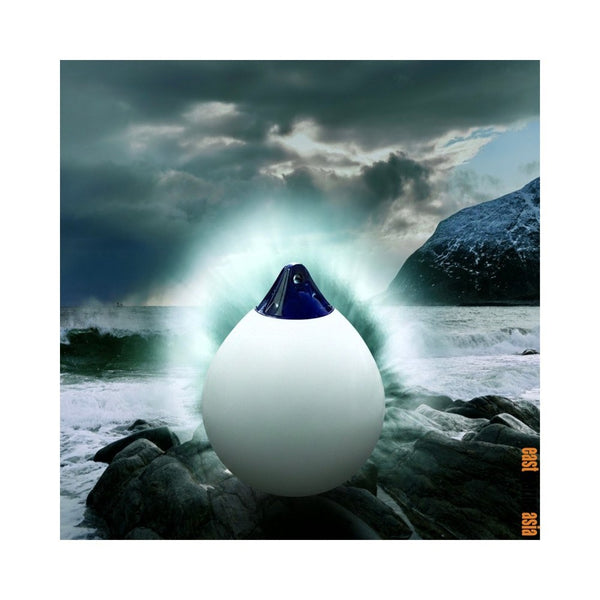 Polyform A Series All Purpose Buoy and Round Fender (White Blue Top)