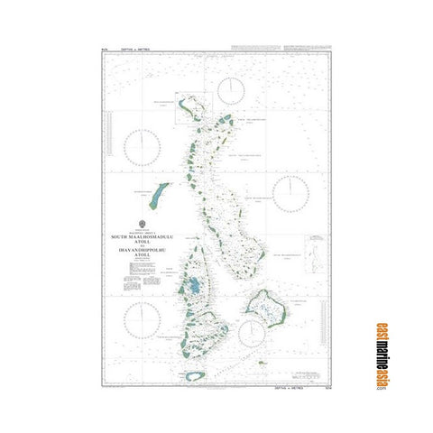 British Admiralty Nautical Chart #1014 South Maalhosmadulu Atoll to Ihavandhippolhu Atoll (Maldives)