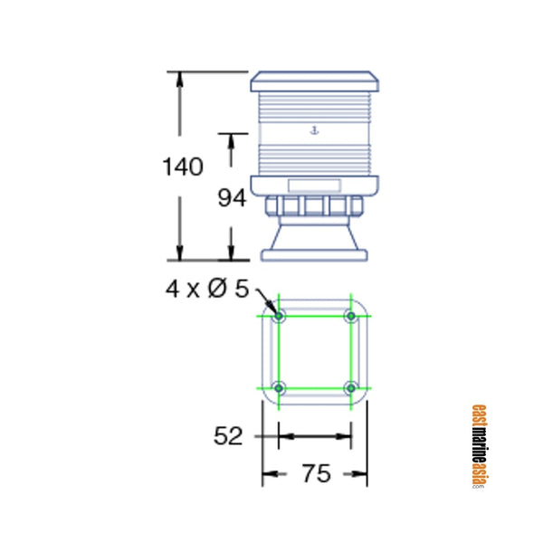 DHR 35 Base Mounted All Round White Navigation Light