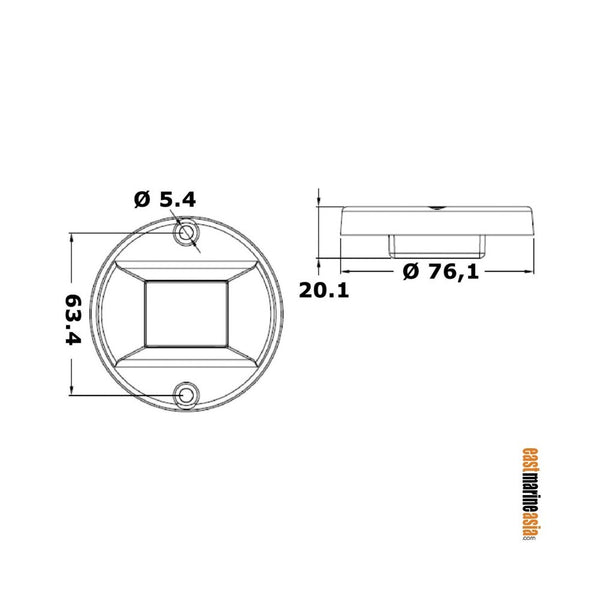 Osculati Evoled (Stern) LED Navigation Light - Stainless Steel