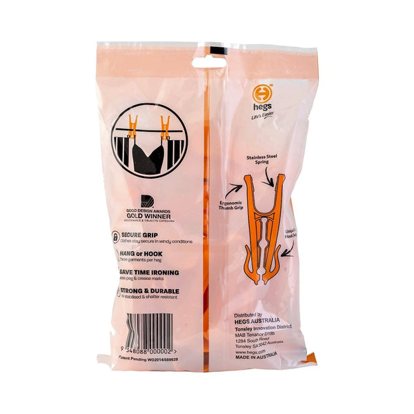 Hegs Clothes Pegs with Hooks (with Stainless Steel Spring)