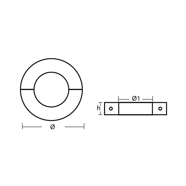Tecnoseal Slim Type Shaft Collar Anode - Zinc