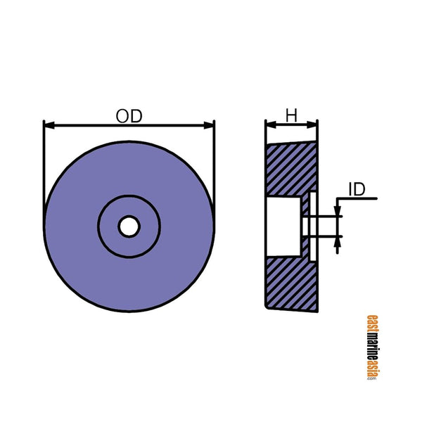 Martyr SGBA506Z 140 mm Round Plate Hull Anode - Zinc