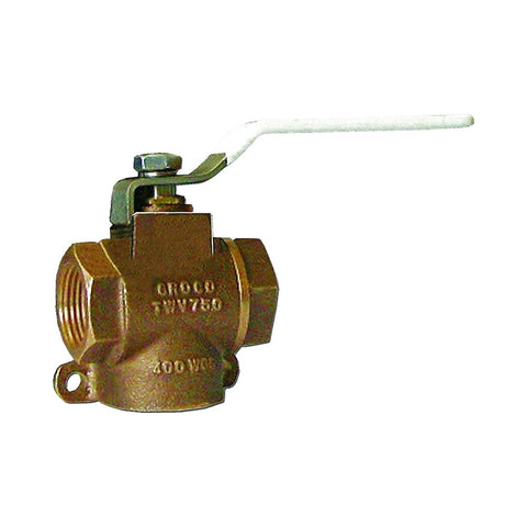 Groco TWV Series Bronze 3-Way Valve Fittings - NPT