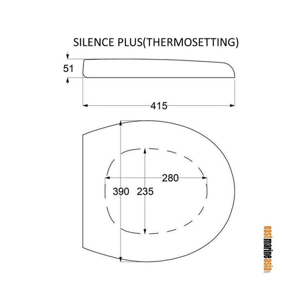 Tecma T-278TB Thermosetting Toilet Seat and Cover for Silence Plus Series (G1 & G2)