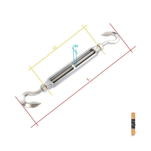 Hamma Industrial S311H Hook-Hook Turnbuckle (with Nut)