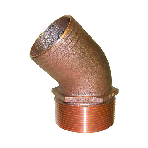 Groco PTHD Series 45° Bronze Pipe to Hose Standard Flow Fittings - NPT